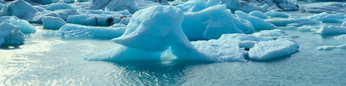Glaciers floating on arctic water