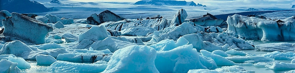 Glaciers floating on arctic water