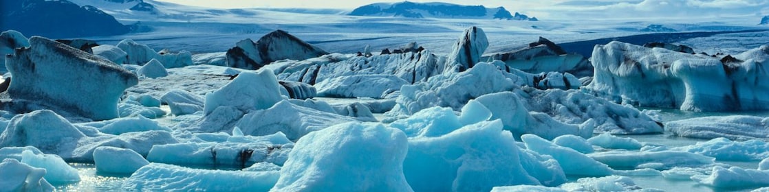 Glaciers floating on arctic water