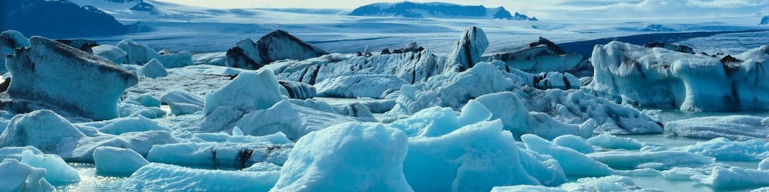 Glaciers floating on arctic water