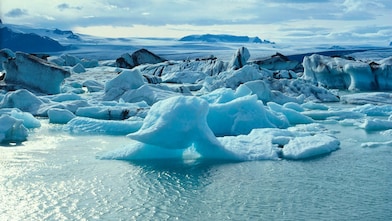 Glaciers floating on arctic water