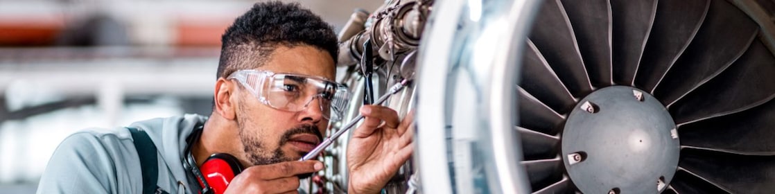 Shell Engineer checking the airplane jet